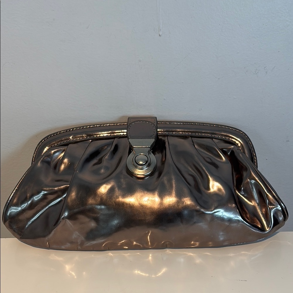 French Connection Metallic vinyl gray/Silver Clutch Bag